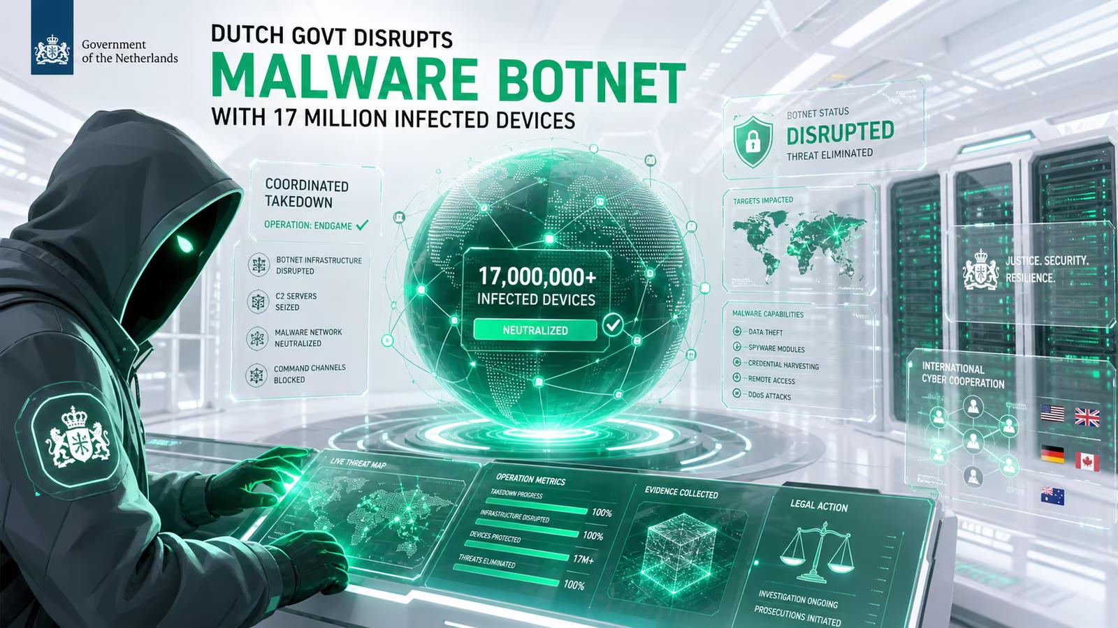 Holanda desmantela botnet de 17 millones de dispositivos